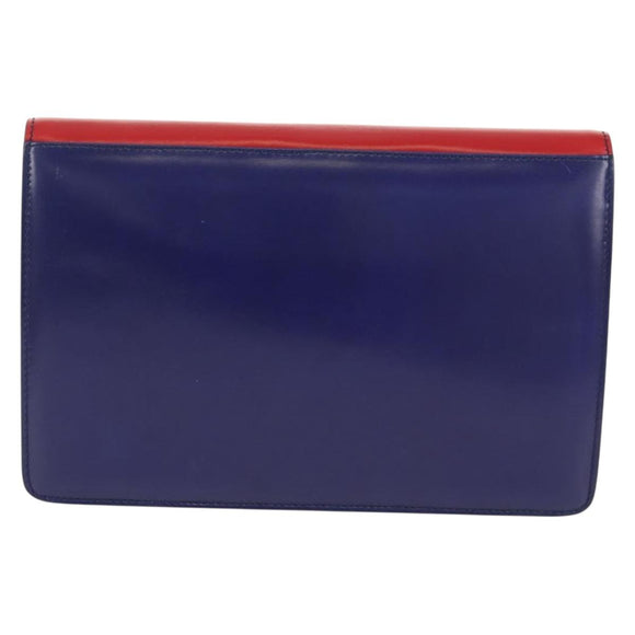 CELINE Circle Clutch Bag Leather Multicolor Gold Auth 154051V