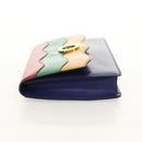 CELINE Circle Clutch Bag Leather Multicolor Gold Auth 154051V-3