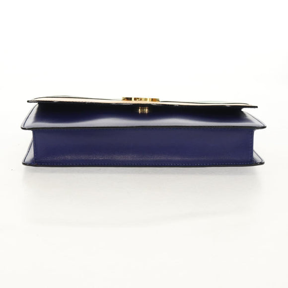CELINE Circle Clutch Bag Leather Multicolor Gold Auth 154051V