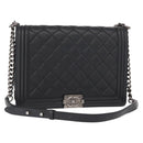 CHANEL Chain Boy Chanel Shoulder Bag Lamb Skin Black CC Auth 154052SAM-1