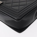 CHANEL Chain Boy Chanel Shoulder Bag Lamb Skin Black CC Auth 154052SAM-11