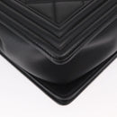 CHANEL Chain Boy Chanel Shoulder Bag Lamb Skin Black CC Auth 154052SAM-12