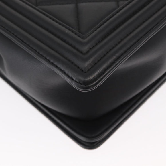 CHANEL Chain Boy Chanel Shoulder Bag Lamb Skin Black CC Auth 154052SAM