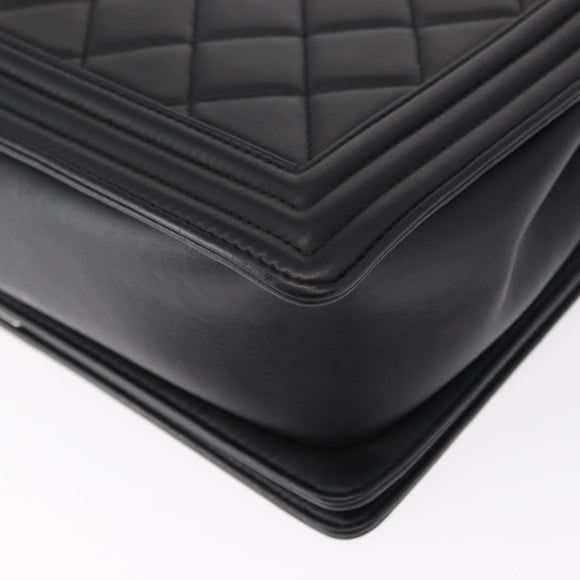 CHANEL Chain Boy Chanel Shoulder Bag Lamb Skin Black CC Auth 154052SAM