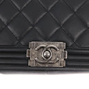 CHANEL Chain Boy Chanel Shoulder Bag Lamb Skin Black CC Auth 154052SAM-14