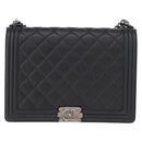 CHANEL Chain Boy Chanel Shoulder Bag Lamb Skin Black CC Auth 154052SAM-2
