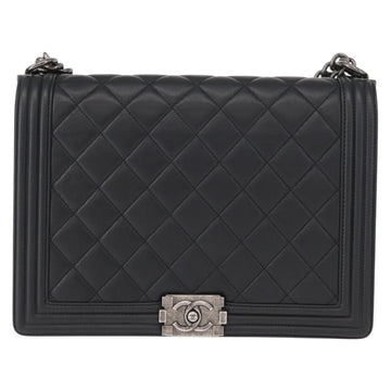 CHANEL Chain Boy Chanel Shoulder Bag Lamb Skin Black CC Auth 154052SAM - 0