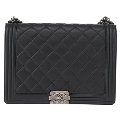 CHANEL Chain Boy Chanel Shoulder Bag Lamb Skin Black CC Auth 154052SAM - 0