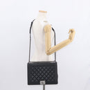 CHANEL Chain Boy Chanel Shoulder Bag Lamb Skin Black CC Auth 154052SAM-26