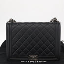 CHANEL Chain Boy Chanel Shoulder Bag Lamb Skin Black CC Auth 154052SAM-27