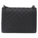 CHANEL Chain Boy Chanel Shoulder Bag Lamb Skin Black CC Auth 154052SAM-3