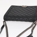 CHANEL Chain Boy Chanel Shoulder Bag Lamb Skin Black CC Auth 154052SAM-6
