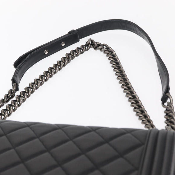 CHANEL Chain Boy Chanel Shoulder Bag Lamb Skin Black CC Auth 154052SAM