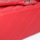 CHANEL Matelasse 34 Double Flap Chain Bag Lamb Skin Red CC Auth 154053SM-6