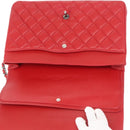 CHANEL Matelasse 34 Double Flap Chain Bag Lamb Skin Red CC Auth 154053SM-9