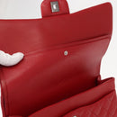 CHANEL Matelasse 34 Double Flap Chain Bag Lamb Skin Red CC Auth 154053SM-24