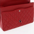 CHANEL Matelasse 34 Double Flap Chain Bag Lamb Skin Red CC Auth 154053SM-25