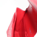 CHANEL Matelasse 34 Double Flap Chain Bag Lamb Skin Red CC Auth 154053SM-28