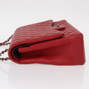 CHANEL Matelasse 34 Double Flap Chain Bag Lamb Skin Red CC Auth 154053SM-4