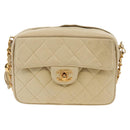 CHANEL Matelasse Chain Shoulder Bag Lamb Skin Ivory Gold CC Auth 154054V-2