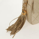 CHANEL Matelasse Chain Shoulder Bag Lamb Skin Ivory Gold CC Auth 154054V-20