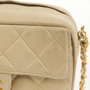 CHANEL Matelasse Chain Shoulder Bag Lamb Skin Ivory Gold CC Auth 154054V-3