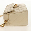 CHANEL Matelasse Chain Shoulder Bag Lamb Skin Ivory Gold CC Auth 154054V-5