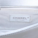 CHANEL Chain Boy Chanel Shoulder Bag Leather Silver CC Auth 154056SAM-17