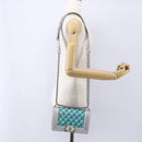 CHANEL Chain Boy Chanel Shoulder Bag Leather Silver CC Auth 154056SAM-21