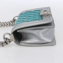 CHANEL Chain Boy Chanel Shoulder Bag Leather Silver CC Auth 154056SAM-3