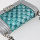 CHANEL Chain Boy Chanel Shoulder Bag Leather Silver CC Auth 154056SAM-6