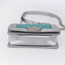 CHANEL Chain Boy Chanel Shoulder Bag Leather Silver CC Auth 154056SAM-5