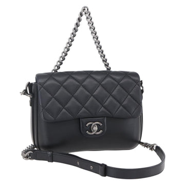 CHANEL Matelasse Chain Shoulder Bag Lamb Skin 2way Black CC Auth 154057SAM