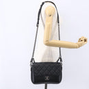 CHANEL Matelasse Chain Shoulder Bag Lamb Skin 2way Black CC Auth 154057SAM-24