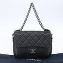 CHANEL Matelasse Chain Shoulder Bag Lamb Skin 2way Black CC Auth 154057SAM-25