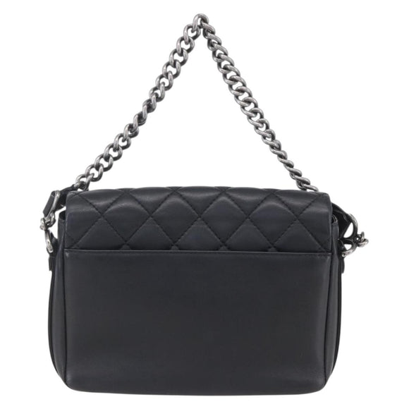 CHANEL Matelasse Chain Shoulder Bag Lamb Skin 2way Black CC Auth 154057SAM