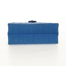 CHANEL Mademoiselle Chain Shoulder Bag Canvas Blue Gold CC Auth 154058SAV-11