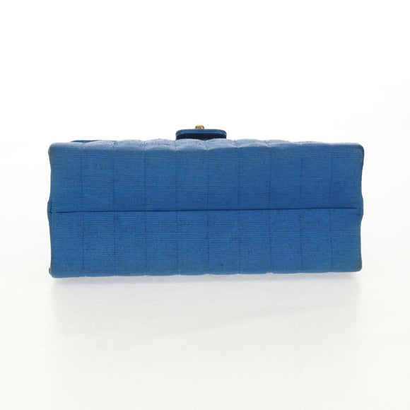 CHANEL Mademoiselle Chain Shoulder Bag Canvas Blue Gold CC Auth 154058SAV