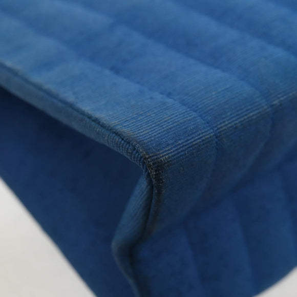 CHANEL Mademoiselle Chain Shoulder Bag Canvas Blue Gold CC Auth 154058SAV