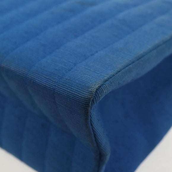 CHANEL Mademoiselle Chain Shoulder Bag Canvas Blue Gold CC Auth 154058SAV