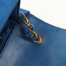 CHANEL Mademoiselle Chain Shoulder Bag Canvas Blue Gold CC Auth 154058SAV-19