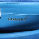CHANEL Mademoiselle Chain Shoulder Bag Canvas Blue Gold CC Auth 154058SAV-20