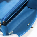 CHANEL Mademoiselle Chain Shoulder Bag Canvas Blue Gold CC Auth 154058SAV-21