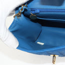 CHANEL Mademoiselle Chain Shoulder Bag Canvas Blue Gold CC Auth 154058SAV-23