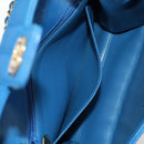 CHANEL Mademoiselle Chain Shoulder Bag Canvas Blue Gold CC Auth 154058SAV-26