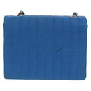 CHANEL Mademoiselle Chain Shoulder Bag Canvas Blue Gold CC Auth 154058SAV-3