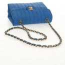 CHANEL Mademoiselle Chain Shoulder Bag Canvas Blue Gold CC Auth 154058SAV-8