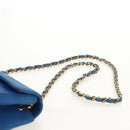 CHANEL Mademoiselle Chain Shoulder Bag Canvas Blue Gold CC Auth 154058SAV-9