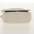 CHANEL COCO Mark Chain Shoulder Bag Lamb Skin White Gold CC Auth 154059V-10