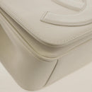 CHANEL COCO Mark Chain Shoulder Bag Lamb Skin White Gold CC Auth 154059V-11